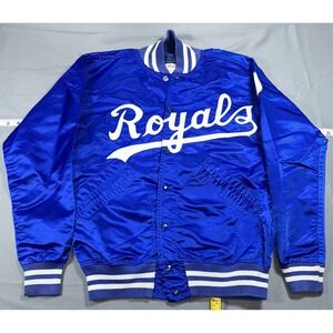 Vintage Kansas City Royals Jacket Mens 34 Blue MLB Baseball Wilson Satin 80s